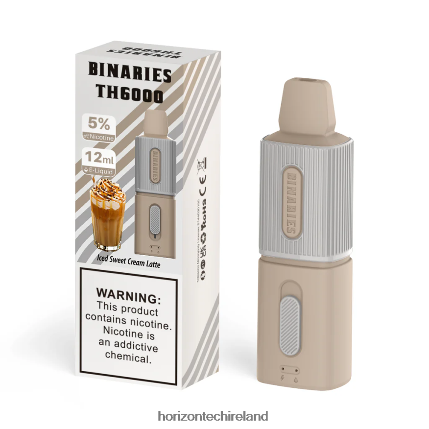 HorizonTech Binaries Cabin TH6000 Disposable 12mL - Horizon Tech vape coils Iced Sweet Cream Latte 22VX4F124